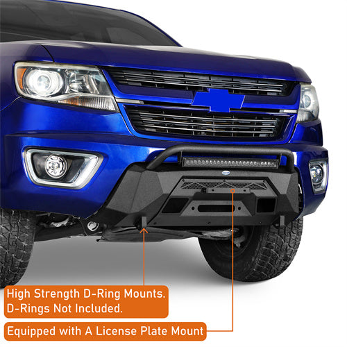 Load image into Gallery viewer, Hooke Road Stubby Front Bumper with Winch Plate &amp; LED Spotlight for 2015-2020 Chevy Colorado, Excluding ZR2 Models b9112s 10
