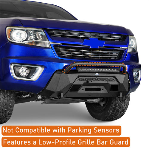 Load image into Gallery viewer, Hooke Road Stubby Front Bumper with Winch Plate &amp; LED Spotlight for 2015-2020 Chevy Colorado, Excluding ZR2 Models b9112s 11
