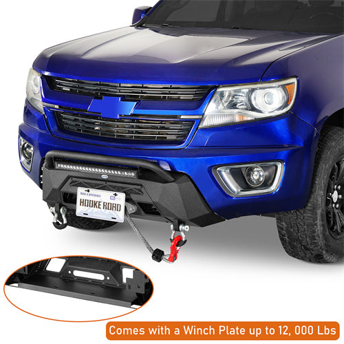 Load image into Gallery viewer, Hooke Road Stubby Front Bumper with Winch Plate &amp; LED Spotlight for 2015-2020 Chevy Colorado, Excluding ZR2 Models b9112s 13
