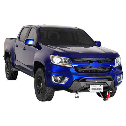 Load image into Gallery viewer, Hooke Road Stubby Front Bumper with Winch Plate &amp; LED Spotlight for 2015-2020 Chevy Colorado, Excluding ZR2 Models b9112s 3
