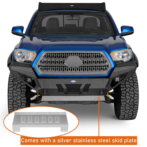 Load image into Gallery viewer, Hooke Road Tacoma Front Bumper with Skid Plate &amp; LED Lights for 2016-2023 Toyota Tacoma 3rd Gen b4227s 11
