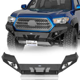 Hooke Road Tacoma Front Bumper with Skid Plate & LED Lights for 2016-2023 Toyota Tacoma 3rd Gen b4227s 1