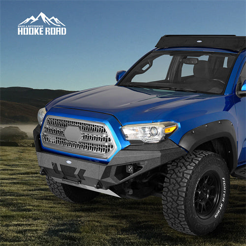 Load image into Gallery viewer, Hooke Road Tacoma Front Bumper with Skid Plate &amp; LED Lights for 2016-2023 Toyota Tacoma 3rd Gen b4227s 5
