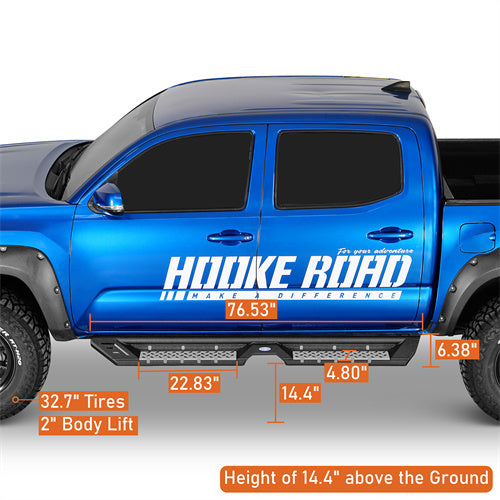 Load image into Gallery viewer, Hooke Road Tacoma Side Steps Bars Running Boards for 2005-2023 Toyota Tacoma Double Cab b4225 10
