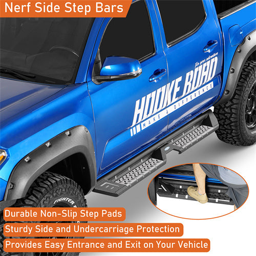 Load image into Gallery viewer, Hooke Road Tacoma Side Steps Bars Running Boards for 2005-2023 Toyota Tacoma Double Cab b4225 11
