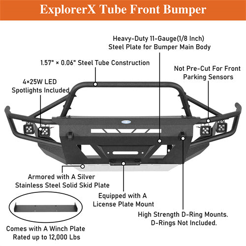 Hooke Road Toyota 4Runner Front Bumper with Winch Plate for 2014-2024 Toyota 4Runner b9813s 13