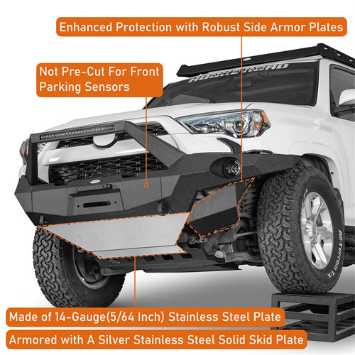 Load image into Gallery viewer, Hooke Road 2014-2024 Toyota 4Runner Full Width Front Bumper w/ Winch Plate &amp; LED Light Bar b9814abs 11
