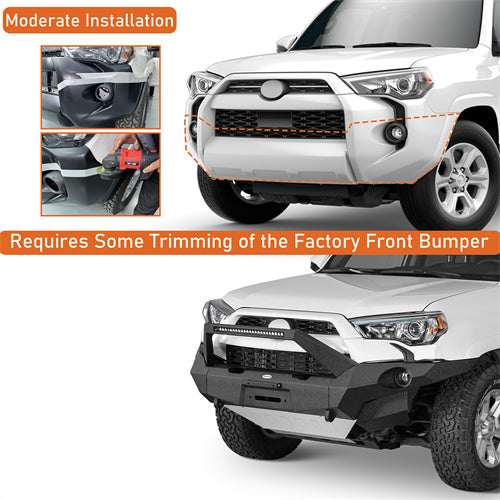 Load image into Gallery viewer, Hooke Road 2014-2024 Toyota 4Runner Full Width Front Bumper w/ Winch Plate &amp; LED Light Bar b9814abs 16
