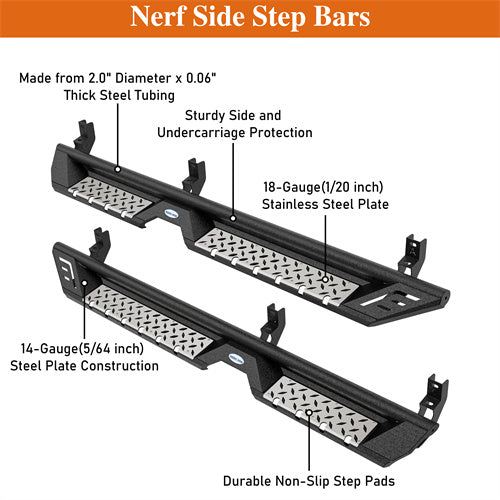 Hooke Road Truck Nerf Side Step Bars Running Boards for 2015-2024 Chevy Colorado & GMC Canyon Crew Cab b9101 12