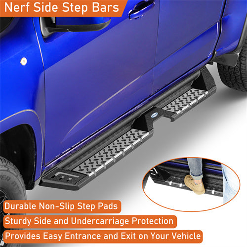 Hooke Road Truck Nerf Side Step Bars Running Boards for 2015-2024 Chevy Colorado & GMC Canyon Crew Cab b9101 9