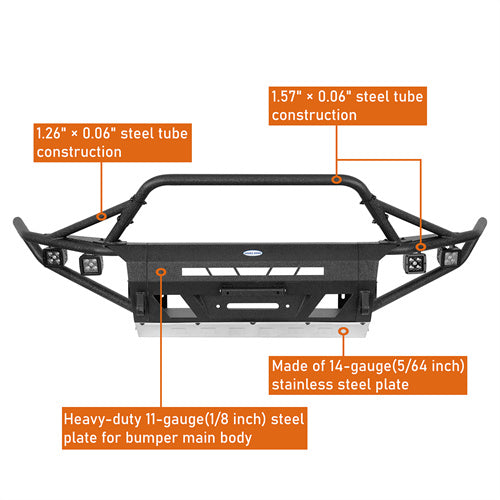 Hooke Road Tube Front Bumper for 2016-2023 Toyota Tacoma 3rd Gen b4226ab 13