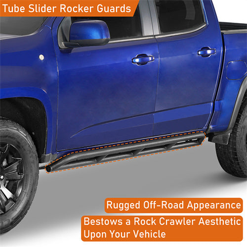 Load image into Gallery viewer, Hooke Road Tube Slider Rocker Guards for 2015-2024 Chevy Colorado &amp; GMC Canyon Crew Cab b9102s 7
