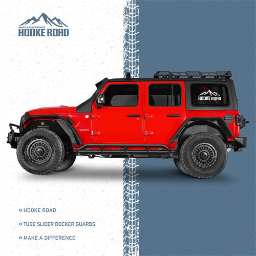 Load image into Gallery viewer, Hooke Road  Jeep JL Tube Slider Rocker Guards for 2018-2024 Jeep Wrangler JL 4-Door b3079s 3
