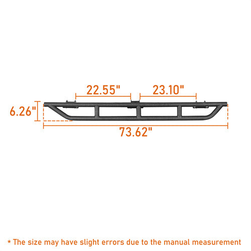 Hooke Road  Jeep JL Tube Slider Rocker Guards for 2018-2024 Jeep Wrangler JL 4-Door b3079s 6