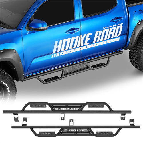 Hooke Road  Tubular Side Steps Running Boards for 2005-2023 Toyota Tacoma Double Cab b4217s 1