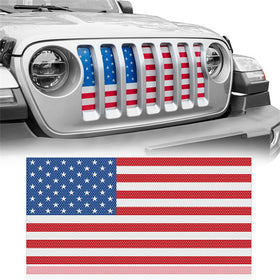 Hooke Road US American Flag Jeep Grille Insert for 2018-2024 Jeep Wrangler JL & Gladiator JT mmr30178 1