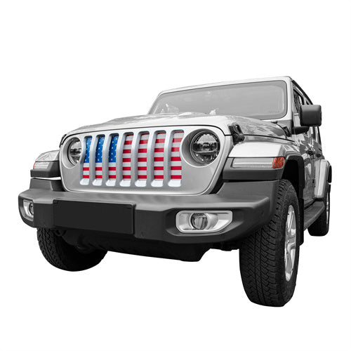 Hooke Road US American Flag Jeep Grille Insert for 2018-2024 Jeep Wrangler JL & Gladiator JT mmr30178 2