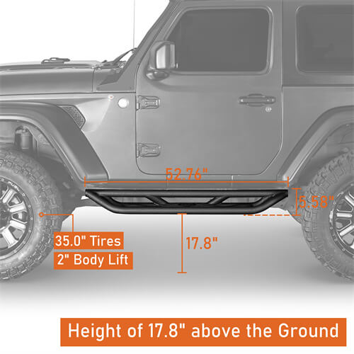 18-23 Jeep Wrangler JL Wheel To Wheel Running Boards 4x4 Jeep Parts For 2-Door - Hooke Road b3050 11