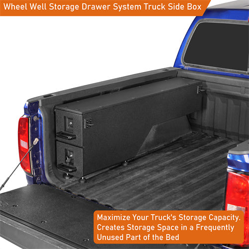 Load image into Gallery viewer, Hooke Road Wheel Well Storage Drawer System Truck Side Box for 2015-2022 Chevy Colorado GMC Canyon  5&#39;2&quot; Bed b9105s 7
