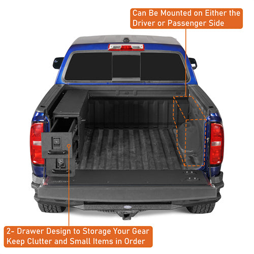 Load image into Gallery viewer, Hooke Road Wheel Well Storage Drawer System Truck Side Box for 2015-2022 Chevy Colorado GMC Canyon  5&#39;2&quot; Bed b9105s 9
