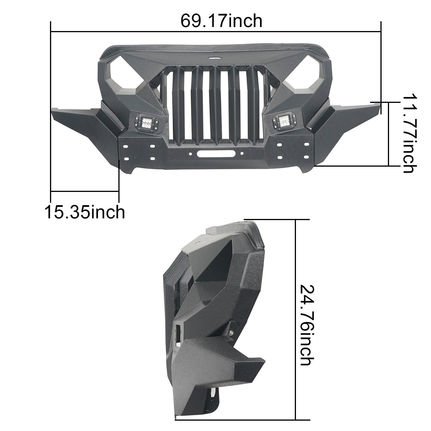 Hookeroad Jeep Jl Mad Max Front Bumper Grill Wwings And Led Lights For 2018 2024 Jeep Wrangler Jl 9226