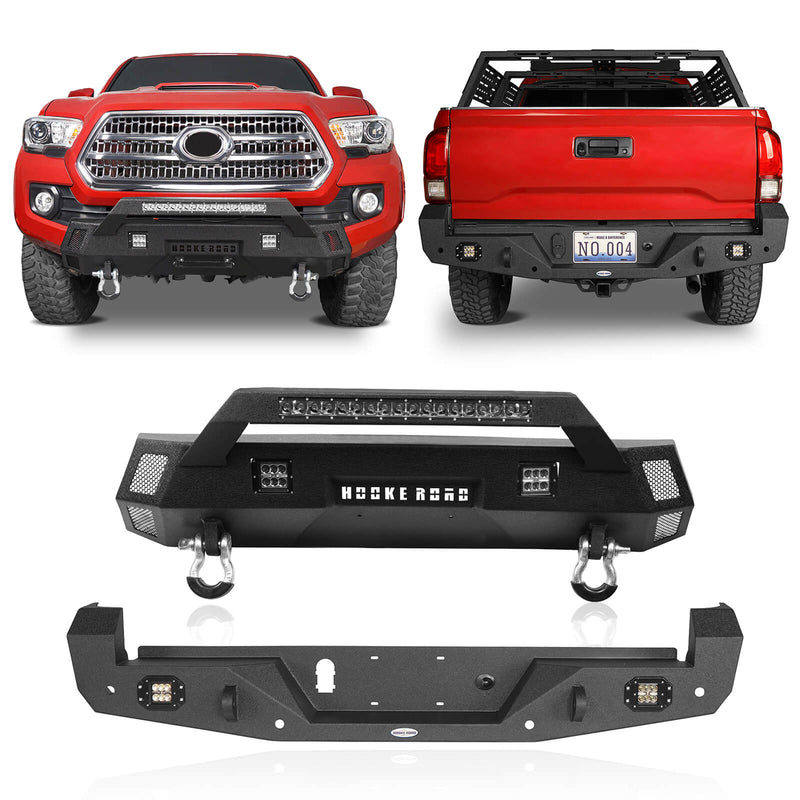 Load image into Gallery viewer, HookeRoad Tacoma Front &amp; Rear Bumpers Combo for 2016-2023 Toyota Tacoma 3rd Gen b42024200s 2
