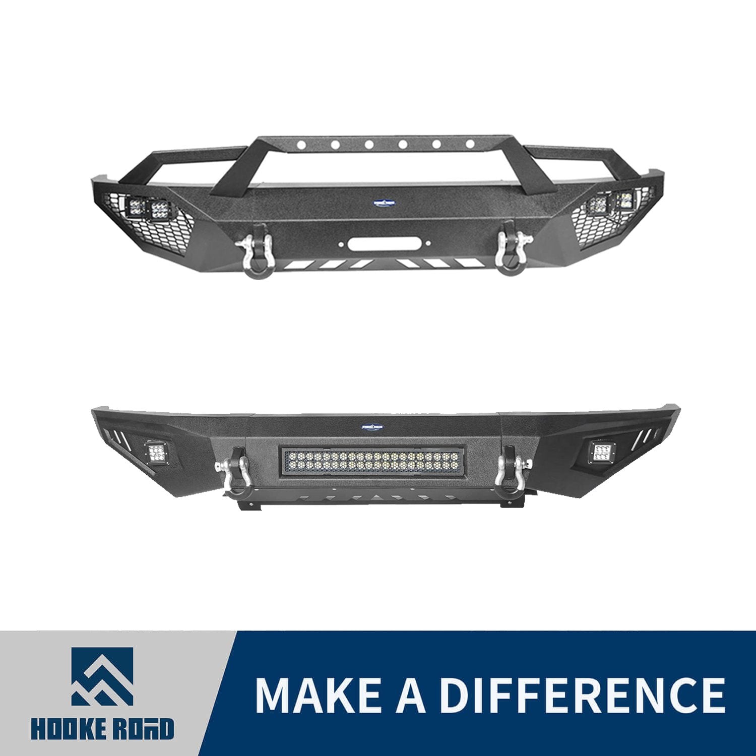 HookeRoad Full Width Front Bumper w/LED Lights for 2014-2021 Toyota ...