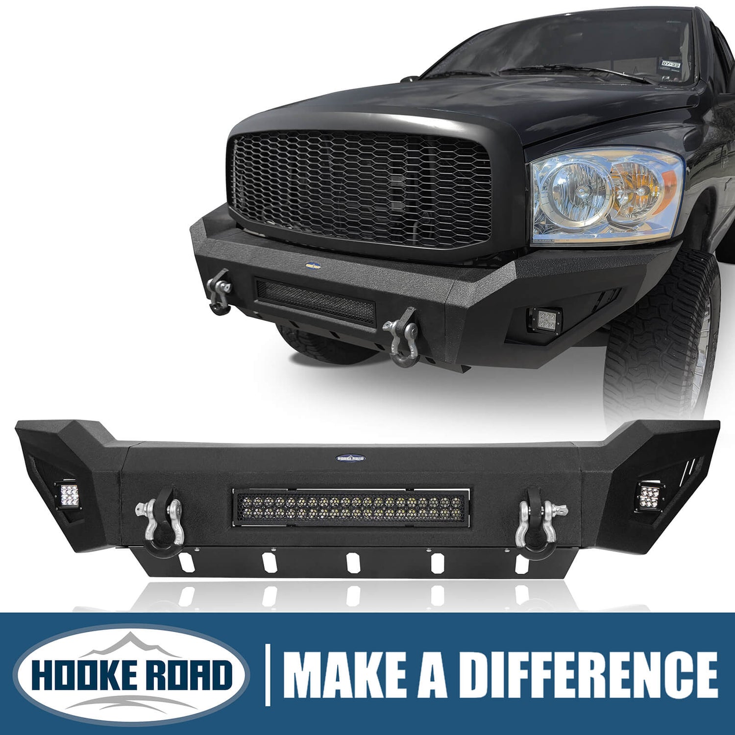 Hookeroad Dodge Ram 1500 Front Bumper Wled Light Bar For 2006 2008 Ram 1500 Hooke Road 4x4