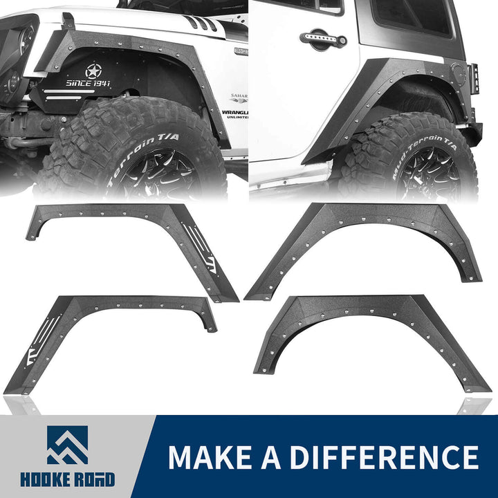 HookeRoad Jeep JK Fender Flares Armour Style Front & Rear Kit for 2007 ...