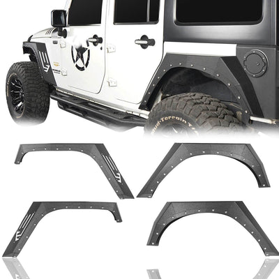 HookeRoad Jeep JK Fender Flares Armour Style Front & Rear Kit for 2007 ...