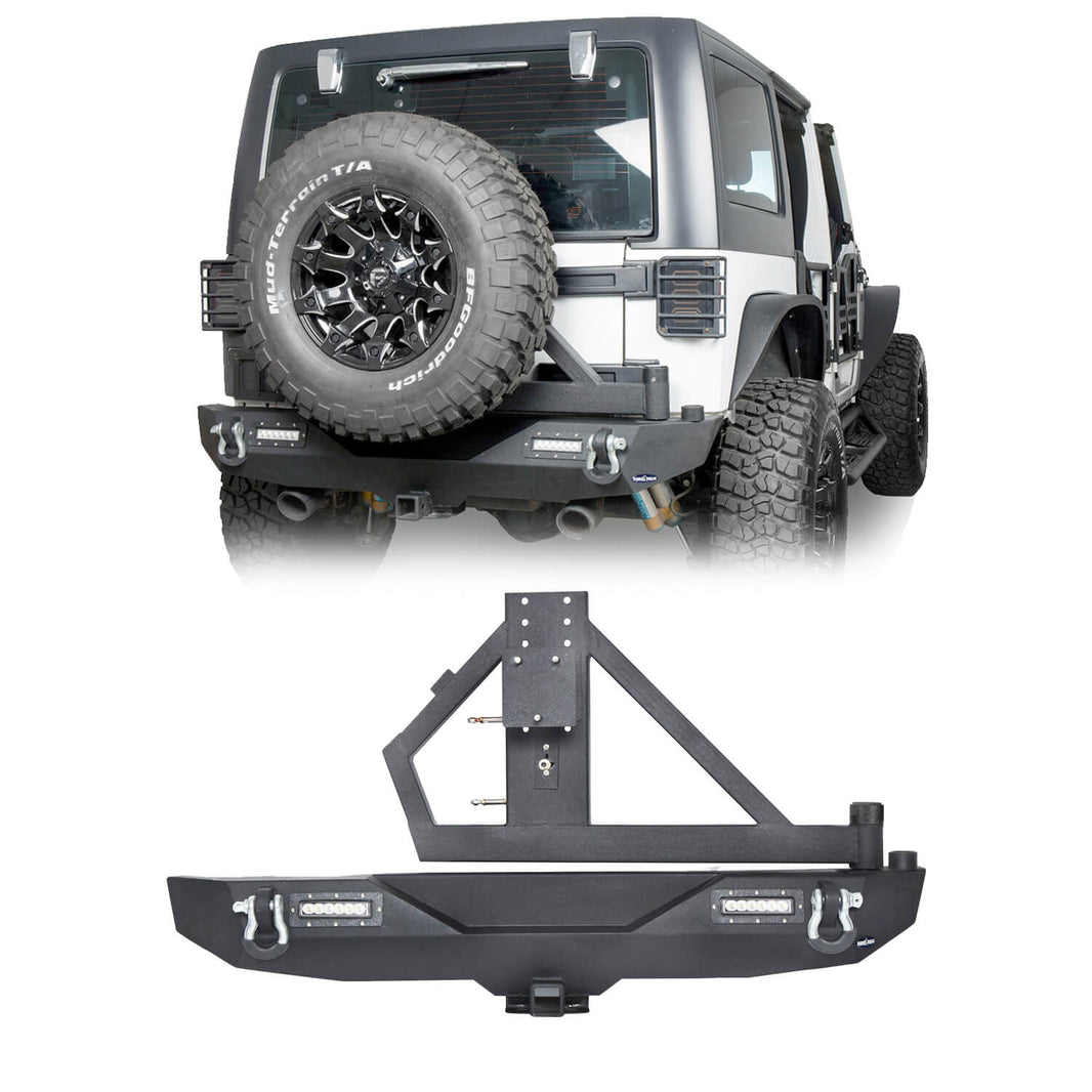 Hookeroad Jeep Jk Rear Bumper W Tire Carrier For 2007 2018 Jeep