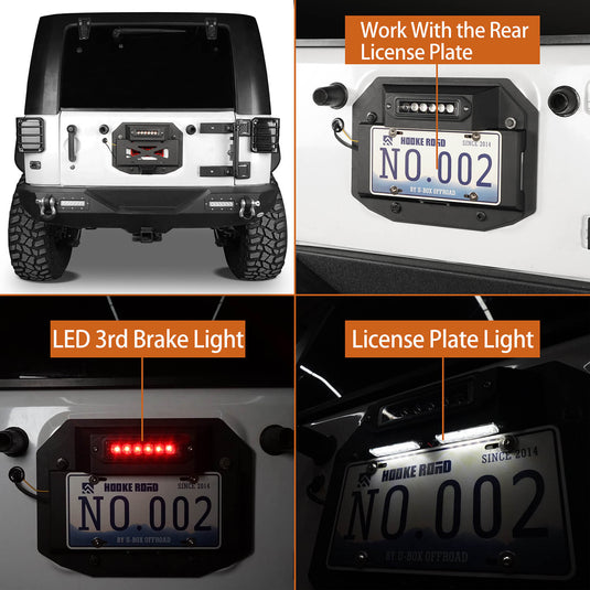 Hooke Road Jeep JK Spare Tire Delete License Plate for  1997-2006 Jeep Wrangler JK bxg20116 16