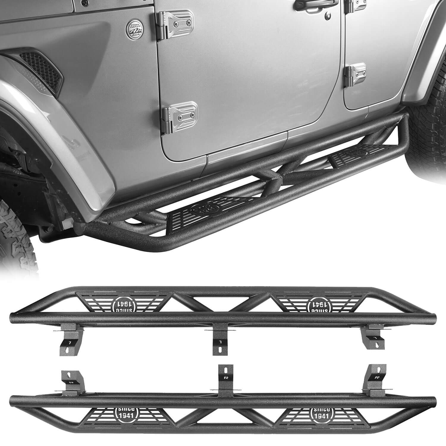 HookeRoad Jeep JL Side Steps 4 Door Running Boards for 2018-2024 Jeep ...