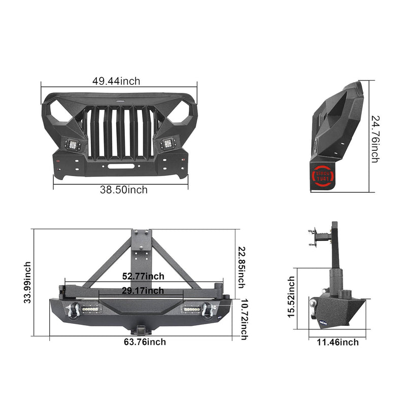 Load image into Gallery viewer, Hooke Road Mad Max Front Bumper &amp; Rear Bumper w/Tire Carrier(18-24 Jeep Wrangler JL)
