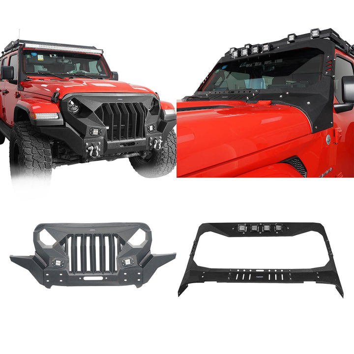 HookeRoad Mad Max Front Bumper w/Wings & Windshield Frame Cover for ...