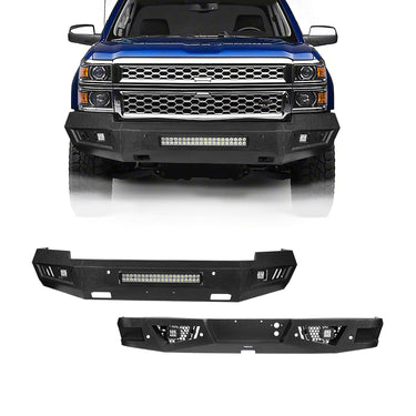 HookeRoad Chevrolet Silverado Front & Rear Bumper Combo for Chevy ...